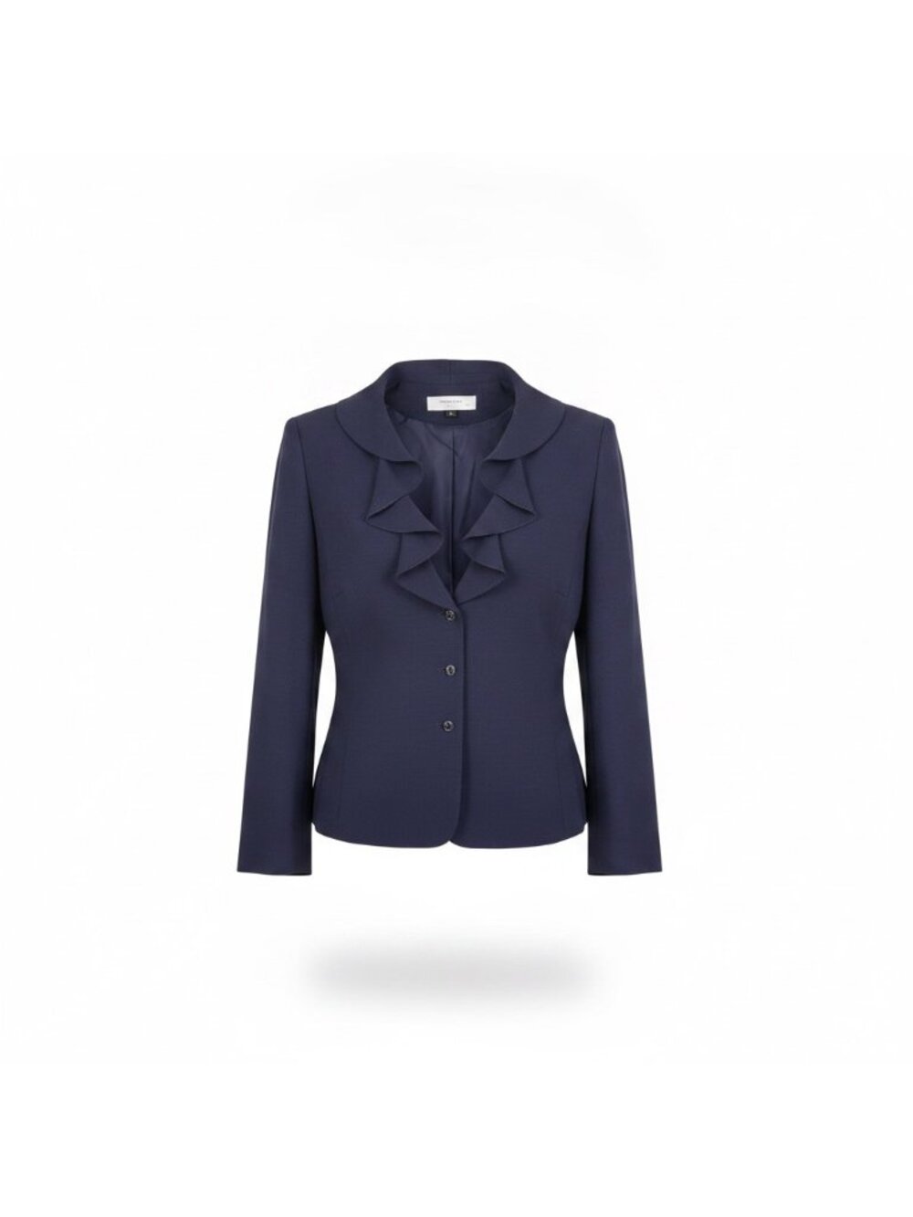 Tahari Womens Navy Ruffled Blazer Jacket Button-Down Workwear Size 18